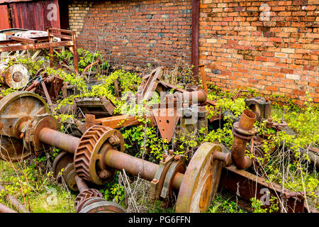 La rouille et les machines en décomposition au grand puits de mine de charbon maintenant un ancien site du patrimoine mondial de l'UNESCO à Blaenavon, Gwent, au Pays de Galles, Royaume-Uni Banque D'Images