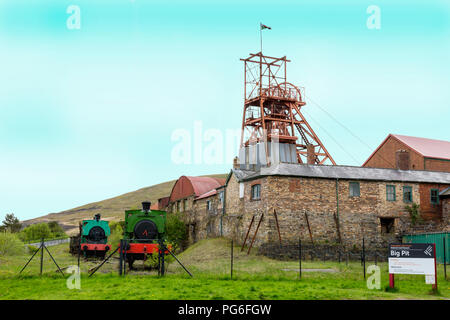 Châtelet et préservés des moteurs à vapeur à Big Pit - une ancienne mine de charbon maintenant un site du patrimoine mondial de l'UNESCO à Blaenavon, Gwent, au Pays de Galles, Royaume-Uni Banque D'Images