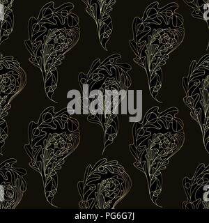 Feuilles de chêne doré modèle homogène. Vector background. Feuilles paisley Illustration de Vecteur