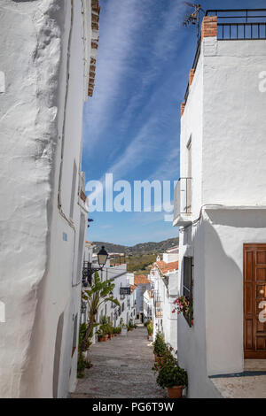Street view en Frigiliana, Andalousie, Espagne, Europe Banque D'Images