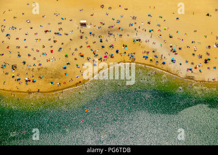 Plage la plus populaire de la région de la Ruhr est située à Silver Lake II à Haltern am See, le sable et l'eau des Caraïbes, sentiment, Lido, l'eau turquoise, les baigneurs, Banque D'Images