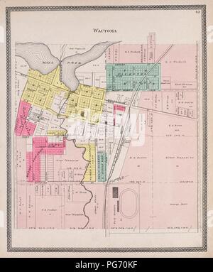 Atlas de Waushara Comté (Wisconsin) - contenant des cartes des villages, villes et cantons du comté, des cartes d'état et de United States. Banque D'Images