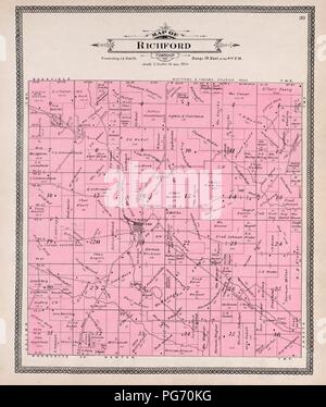 Atlas de Waushara Comté (Wisconsin) - contenant des cartes des villages, villes et cantons du comté, des cartes d'état et de United States. Banque D'Images