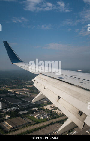 Aile d'avion en vol, USA Banque D'Images