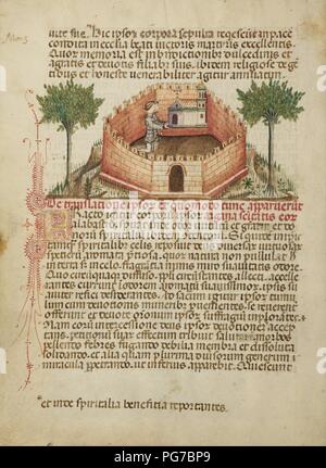 Attribuée à Anovelo da Imbonate (Italien (Lombard), actif vers 1400) - Aimo et Vermondo Holding up l'église de Saint Victor - Banque D'Images