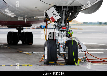 Airbus A380-800, unis, letiště Václava Havla Mezinárodní, Ruzyně, Praha, Česká republika / Vaclav Havel, l'aéroport International de ruzyne, Czech Repub Banque D'Images