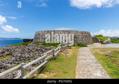 Cape Zampas surplombent, Vantage point sur la côte près du cap Zanpa Leuchtturm ; Uza, Kawagoe, Nakagami, Okinawa, Japon Banque D'Images