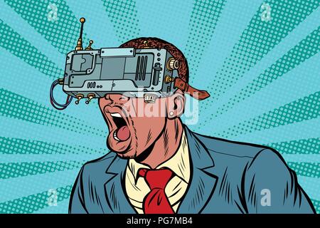 African Businessman en hurlant lunettes VR Illustration de Vecteur