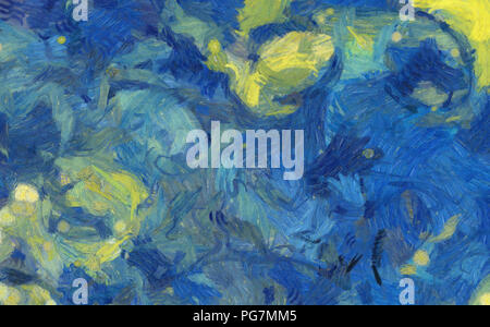 L'abstraction en peinture impressionnisme Vincent Van Gogh style. Pinceau peinture soft. Des tons pastel lumineux. Tableau abstrait arrière-plan. Hand drawn Banque D'Images