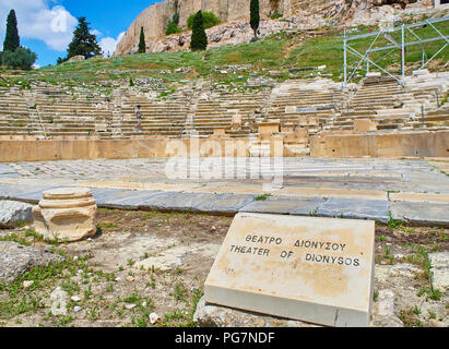 Théâtre de Dionysos Eleuthereus à l'acropole d'Athènes. Région de l'Attique, en Grèce. Banque D'Images