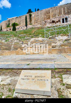 Théâtre de Dionysos Eleuthereus à l'acropole d'Athènes. Région de l'Attique, en Grèce. Banque D'Images