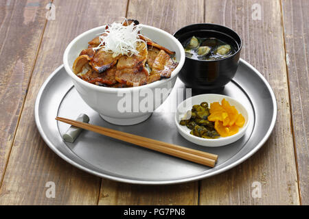 Porc teriyaki bol à riz, butadon, nourriture japonaise Banque D'Images