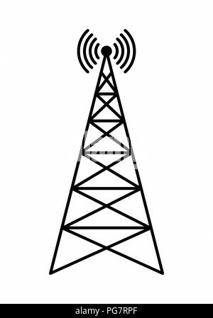Illustration d'une tour de transmission isolé sur fond blanc Illustration de Vecteur