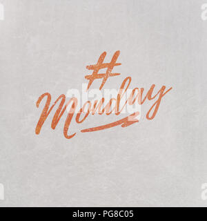 #  Hashtag Lundi écrit en orange sur fond gris comme modèle dans le style manuscrite Banque D'Images