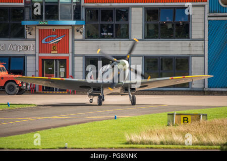 Cumbernauld, Ecosse, Royaume-Uni. 24 août 2018. Vols spéciaux à l'aéroport de Cumbernauld Spitfire, Cumbernauld, Écosse, Royaume-Uni - 24 août 2018 Crédit : Colin Fisher/Alamy Live News Banque D'Images