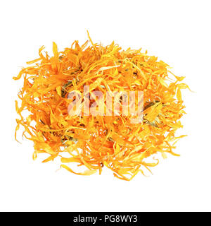 Fleur de calendula plateau isolé sur fond blanc. Banque D'Images