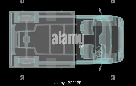 Van radiographiées par X-ray vue d'en haut. Le rendu 3D Banque D'Images