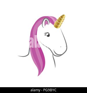 Jolie tête de licorne couleur rose illustration vecteur EPS10 Illustration de Vecteur