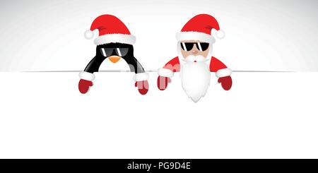 Hipster le Père Noël et pingouin avec lunettes Vector EPS illustartion10 Illustration de Vecteur