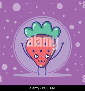 Cute cartoons fruits fraise Illustration de Vecteur