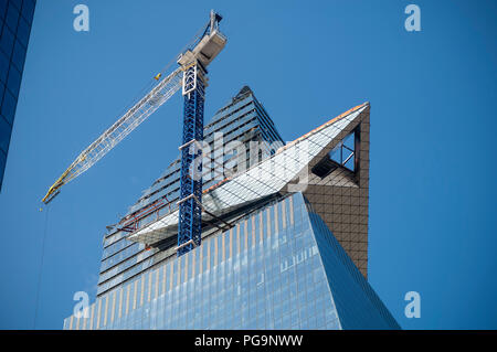 Hudson 30 yards, montrant le pont d'observation en porte-à-faux en construction, à Hudson Yards à New York le jeudi 23 août 2018. (© Richard B. Levine) Banque D'Images