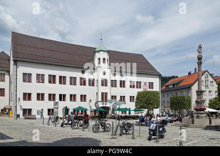 Château et La Place Marienplatz, Immenstadt, Allgaeu, Bavaria, Germany Banque D'Images