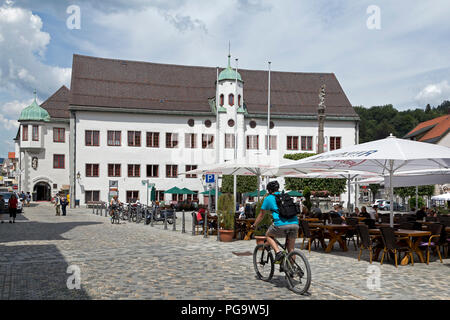 Château et La Place Marienplatz, Immenstadt, Allgaeu, Bavaria, Germany Banque D'Images