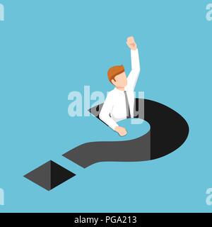 Télévision 3D isométrique businessman tomber dans le trou d'interrogation. Le concept d'affaires. Illustration de Vecteur