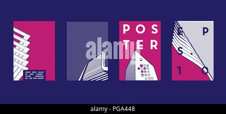 Les dessins conceptuels de l'architecture. Arrière-plans colorés. Applicable pour des bannières, affiches, posters, dépliants. Vector illustration. Illustration de Vecteur