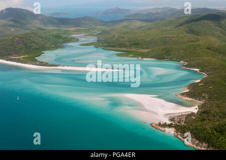 Vue aérienne sur Hill Inlet sur Whitsunday Island. Banque D'Images