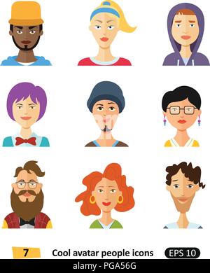 Télévision cool avatars personnes définies pour les réseaux sociaux, application mobile ou web design Illustration de Vecteur