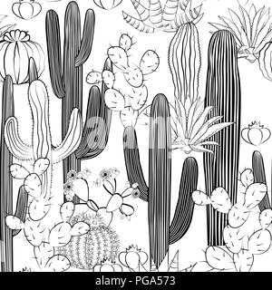 Modèle sans couture avec cactus. Cactus sauvages forêt. Vector illustration Illustration de Vecteur