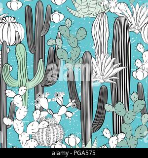 Modèle sans couture avec cactus. Cactus sauvages forêt. Vector illustration Illustration de Vecteur