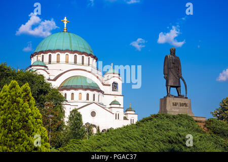 Karadjordje Monument et Temple de Saint-sava à Belgrade Banque D'Images