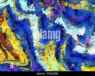 Le style de Vincent Van Gogh peinture à l'huile. Murale de style impressionnisme impression de toile art. Le surréalisme, art moderne d'arrière-plan dessiné à la main. Bon pour imprimer Banque D'Images