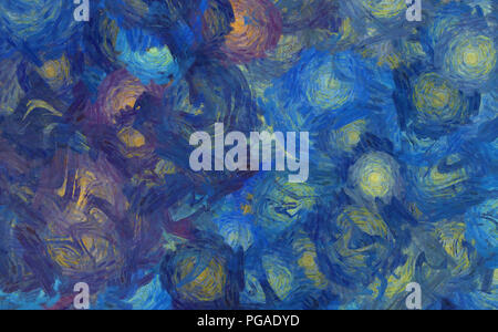 Le style de Vincent Van Gogh peinture à l'huile. Murale de style impressionnisme impression de toile art. Le surréalisme, art moderne d'arrière-plan dessiné à la main. Bon pour imprimer Banque D'Images