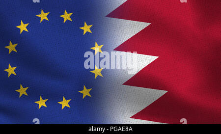 L'Union européenne et de Bahreïn deux drapeaux drapeaux - ensemble - l'UE Banque D'Images