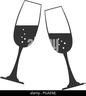 Verres de champagne ou de vin. Symbole Cheers Illustration de Vecteur