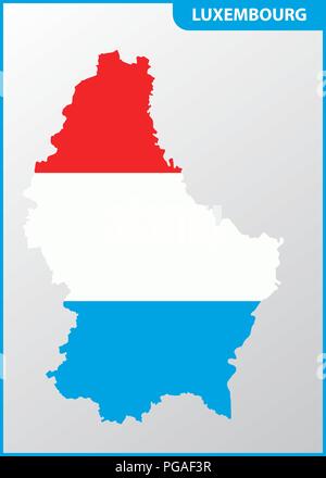 La carte détaillée du Luxembourg avec drapeau national Illustration de Vecteur