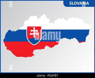 La carte détaillée de la Slovaquie avec drapeau national Illustration de Vecteur