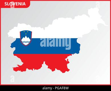 La carte détaillée de Slovénie avec drapeau national Illustration de Vecteur