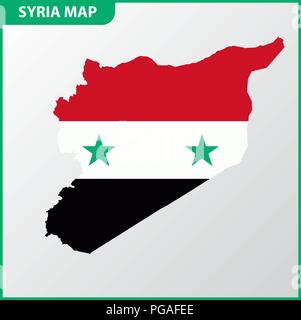 La carte détaillée de la Syrie avec drapeau national Illustration de Vecteur