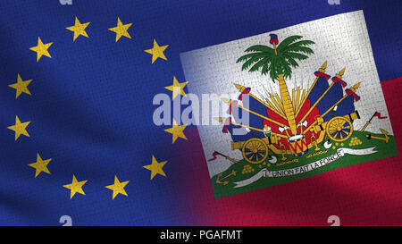 L'Union européenne et en Haïti - Drapeaux Drapeau deux ensemble - l'UE Banque D'Images