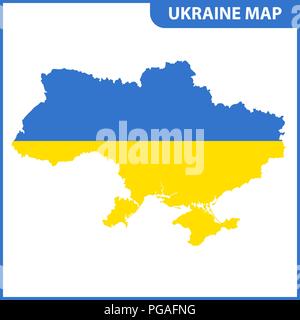 La carte détaillée de l'Ukraine avec drapeau national Illustration de Vecteur