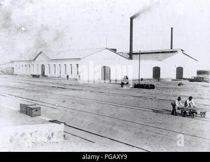 Augusto Amoretty - Oficinas da Estação de Rio Grande na Estrada de Ferro do Rio Grande un Bagé. Banque D'Images