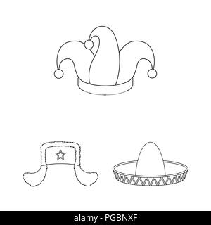 Différents types de chapeaux contours icônes dans set collection pour design.Coiffure symbole vecteur illustration de stock. Illustration de Vecteur