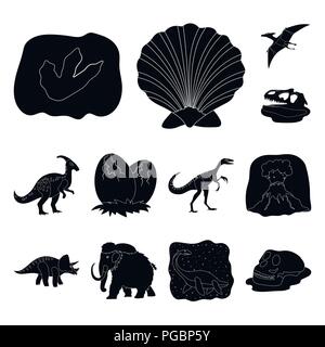 Dinosaures différents icônes noires dans set collection pour la conception. Animaux préhistoriques symbole vecteur illustration de stock. Illustration de Vecteur