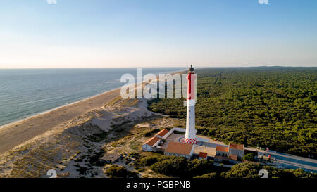 Photo aérienne du phare de la Coubre La Tremblade, Charente Maritime Banque D'Images