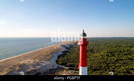 Photo aérienne du phare de la Coubre La Tremblade, Charente Maritime Banque D'Images