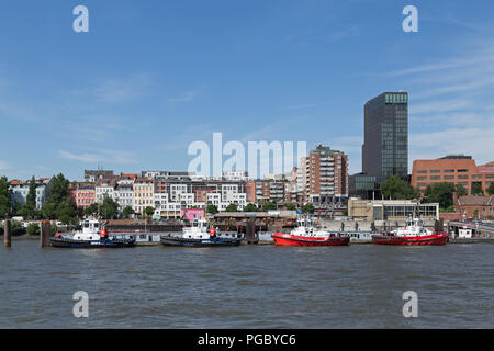 Les remorqueurs, St Pauli Hafenstrasse, Port, Hambourg, Allemagne Banque D'Images